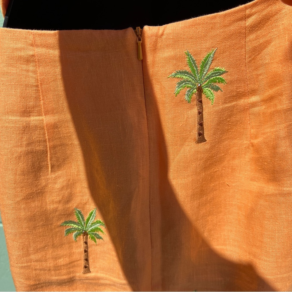 Jade by Melody Tam 100% Linen Embroidered Palm Tree Two Piece Set Size 4 - Picture 7 of 10